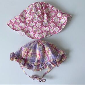 Vintage Plaid and Daisy Printed Sun Hat Bundle